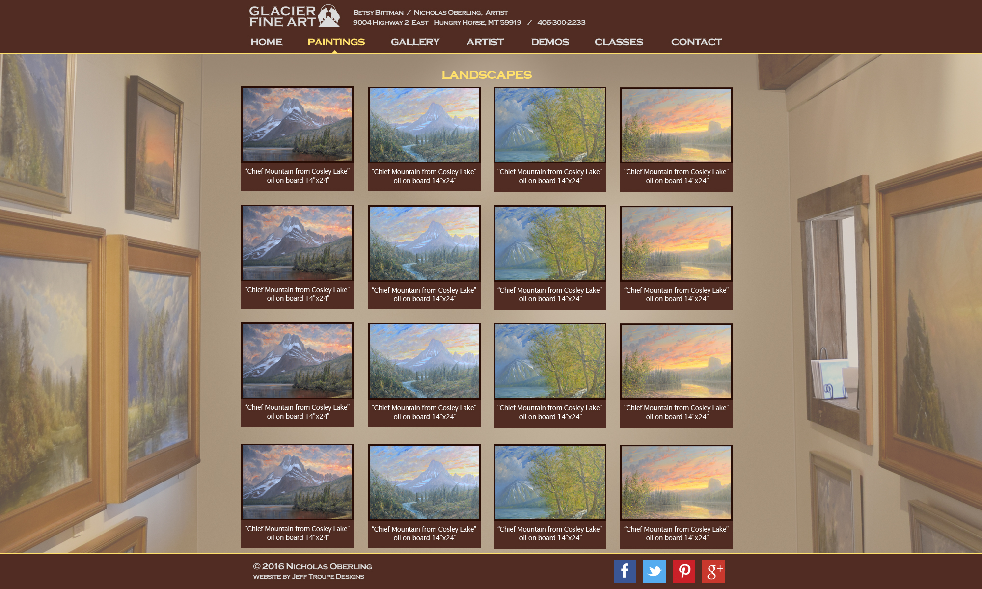 website design image paintings of mountains and trees inside art gallery