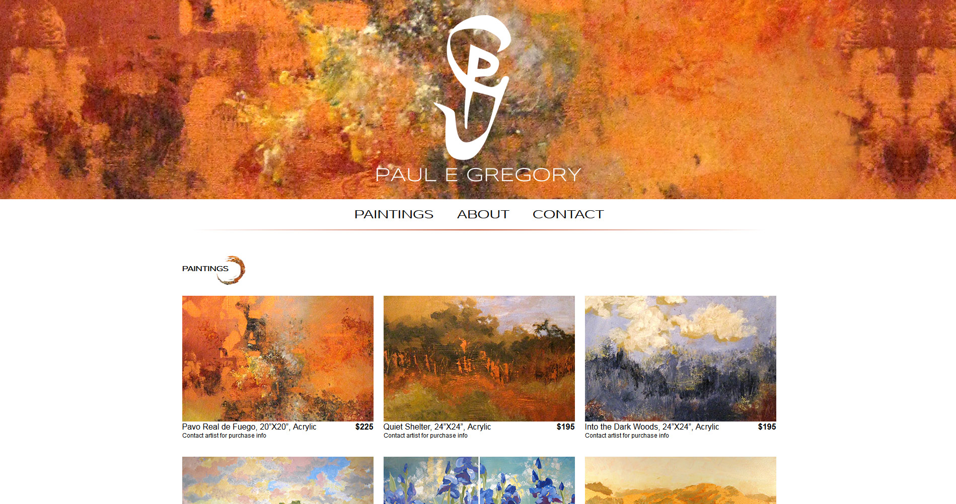 custom web design Paul E Gregory Fine Art